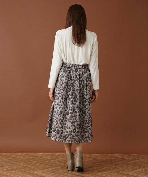 Leilian PLUS HOUSE / レリアンプラスハウス ミニ・ひざ丈スカート | レオパード柄フレアスカート | 詳細3