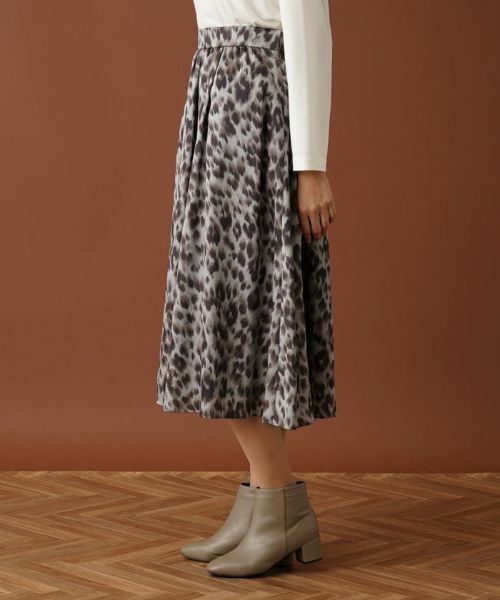 Leilian PLUS HOUSE / レリアンプラスハウス ミニ・ひざ丈スカート | レオパード柄フレアスカート | 詳細5