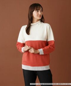 Leilian PLUS HOUSE / レリアンプラスハウス ニット・セーター | カラーブロックハイネックニット