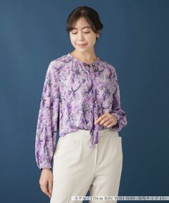 Leilian PLUS HOUSE / レリアンプラスハウス シャツ・ブラウス | フラワープリントリボンブラウス