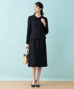 Leilian PLUS HOUSE / レリアンプラスハウス セットアップ | ショールカラーツイードスーツ【セレモニー】