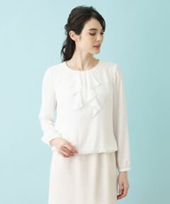 Leilian PLUS HOUSE / レリアンプラスハウス 【店舗人気】ミニスタンドカラーフリルブラウス【セレモニー】 ミニスタンドカラーフリルブラウス[品番：LAVW0019395]｜Leilian