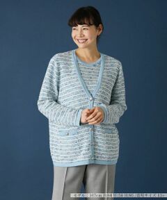 Leilian PLUS HOUSE / レリアンプラスハウス カーディガン・ボレロ | ツイードライクVネックカーディガン