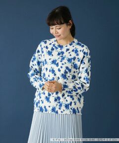 Leilian PLUS HOUSE / レリアンプラスハウス ニット・セーター | ローズ柄クルーネックニット