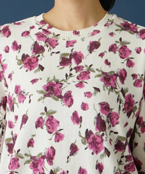 Leilian PLUS HOUSE / レリアンプラスハウス ニット・セーター | ローズ柄クルーネックニット | 詳細7