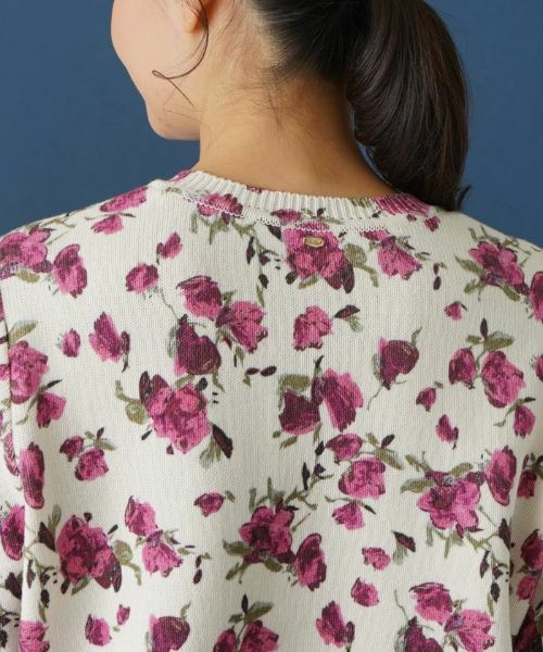 Leilian PLUS HOUSE / レリアンプラスハウス ニット・セーター | ローズ柄クルーネックニット | 詳細8