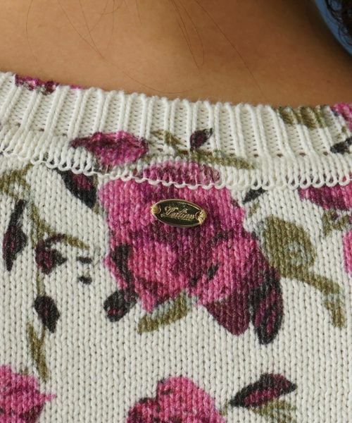 Leilian PLUS HOUSE / レリアンプラスハウス ニット・セーター | ローズ柄クルーネックニット | 詳細9