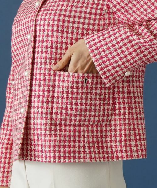 Leilian PLUS HOUSE / レリアンプラスハウス テーラードジャケット | 千鳥格子柄ノーカラージャケット | 詳細10