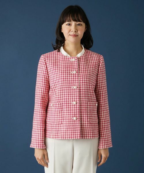 Leilian PLUS HOUSE / レリアンプラスハウス テーラードジャケット | 千鳥格子柄ノーカラージャケット | 詳細4