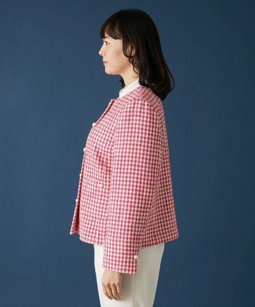 Leilian PLUS HOUSE / レリアンプラスハウス テーラードジャケット | 千鳥格子柄ノーカラージャケット | 詳細5