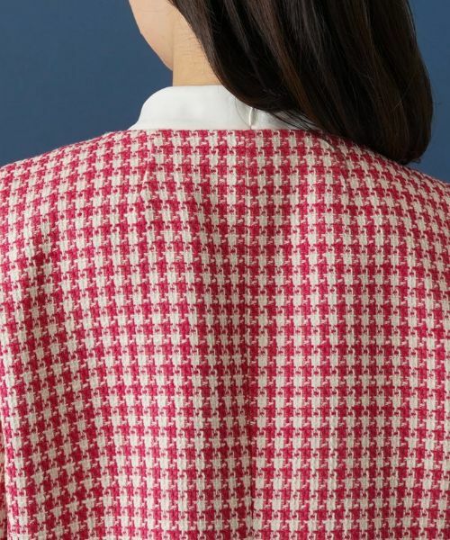 Leilian PLUS HOUSE / レリアンプラスハウス テーラードジャケット | 千鳥格子柄ノーカラージャケット | 詳細8