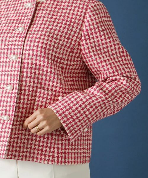 Leilian PLUS HOUSE / レリアンプラスハウス テーラードジャケット | 千鳥格子柄ノーカラージャケット | 詳細9