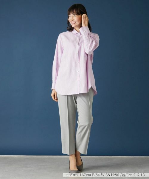Leilian PLUS HOUSE / レリアンプラスハウス シャツ・ブラウス | バックタック入りストライプシャツ | 詳細1