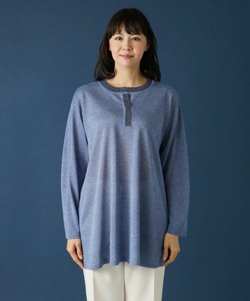 Leilian PLUS HOUSE / レリアンプラスハウス ニット・セーター | ヘンリーネックニットチュニック【プラス企画】 | 詳細4