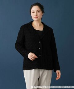 Leilian PLUS HOUSE / レリアンプラスハウス テーラードジャケット | コットンニットテーラードジャケット