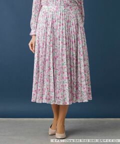 Leilian PLUS HOUSE / レリアンプラスハウス ロング・マキシ丈スカート | 水彩フラワープリーツスカート【ROCHAS Premiere】
