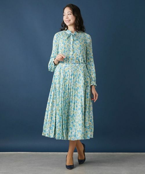 Leilian PLUS HOUSE / レリアンプラスハウス ロング・マキシ丈スカート | 水彩フラワープリーツスカート【ROCHAS Premiere】 | 詳細1