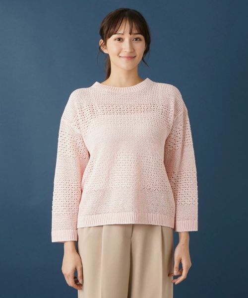 Leilian PLUS HOUSE / レリアンプラスハウス ニット・セーター | 透かし編みニットプルオーバー【Leilian WHITE LABEL】 | 詳細4