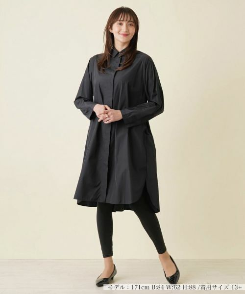 Leilian PLUS HOUSE/レリアンプラスハウス ステンカラーコート【プラス企画】 ブラック 13+ Leilian PLUS HOUSE/レリアンプラスハウス ステンカラーコート【プラス企画】 ブラック 13+