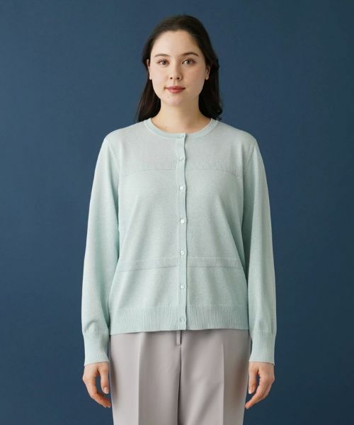 Leilian PLUS HOUSE / レリアンプラスハウス カーディガン・ボレロ | ペールカラーラメカーディガン | 詳細4