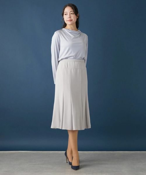 Leilian PLUS HOUSE / レリアンプラスハウス ミニ・ひざ丈スカート | 無地フレアスカート | 詳細1