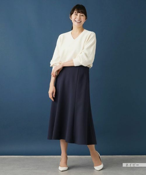 Leilian PLUS HOUSE / レリアンプラスハウス ミニ・ひざ丈スカート | 無地フレアスカート | 詳細12