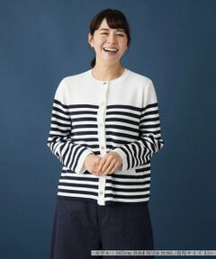 Leilian PLUS HOUSE / レリアンプラスハウス カーディガン・ボレロ | ボーダー柄カーディガン