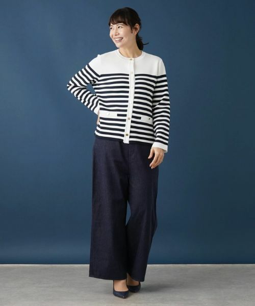 Leilian PLUS HOUSE / レリアンプラスハウス カーディガン・ボレロ | ボーダー柄カーディガン | 詳細1