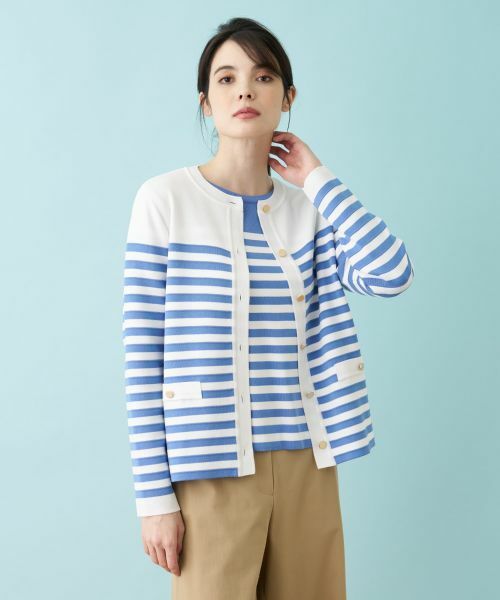 Leilian PLUS HOUSE / レリアンプラスハウス カーディガン・ボレロ | ボーダー柄カーディガン | 詳細4