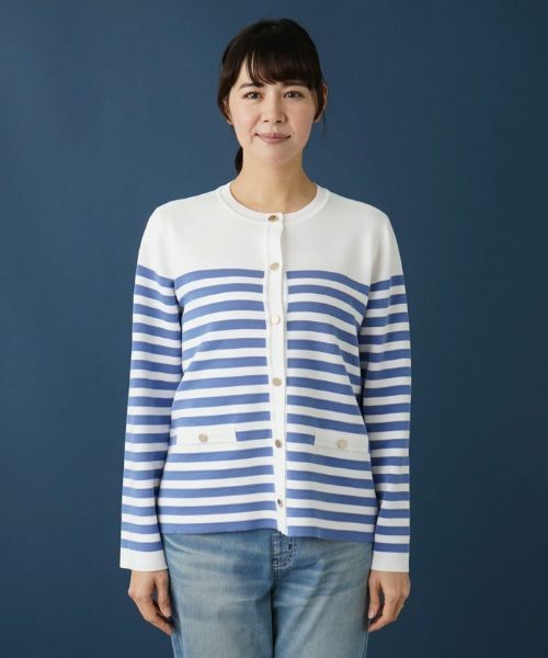 Leilian PLUS HOUSE / レリアンプラスハウス カーディガン・ボレロ | ボーダー柄カーディガン | 詳細8