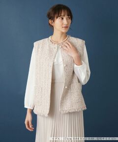 Leilian PLUS HOUSE / レリアンプラスハウス テーラードジャケット | ノーカラーツイードベスト