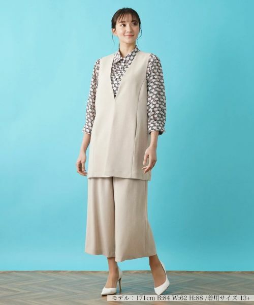 Leilian PLUS HOUSE / レリアンプラスハウス テーラードジャケット | ノーカラーロングベスト | 詳細1