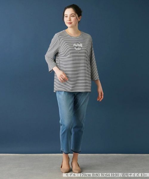 Leilian PLUS HOUSE / レリアンプラスハウス Tシャツ | ボーダーＴシャツ【プラス企画】 | 詳細1