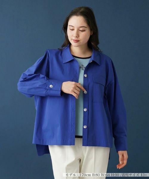 Leilian PLUS HOUSE/レリアンプラスハウス ドロップショルダージャケット【プラス企画】 ロイヤルブルー 13+