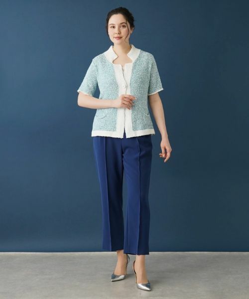 Leilian PLUS HOUSE / レリアンプラスハウス カーディガン・ボレロ | 変型ネックカーディガン | 詳細1