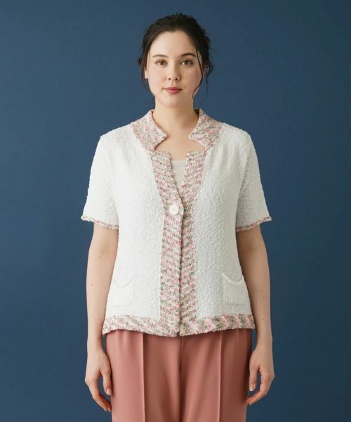 Leilian PLUS HOUSE / レリアンプラスハウス カーディガン・ボレロ | 変型ネックカーディガン | 詳細7