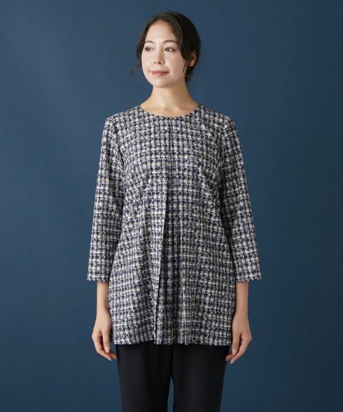 Leilian PLUS HOUSE / レリアンプラスハウス シャツ・ブラウス | ツイード調切替えブラウス【プラス企画】 | 詳細4