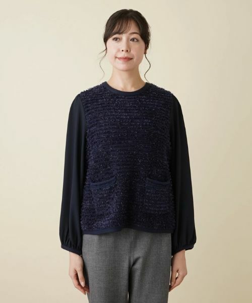 Leilian PLUS HOUSE / レリアンプラスハウス ニット・セーター | 異素材コンビプルオーバー【BOURGE】 | 詳細14