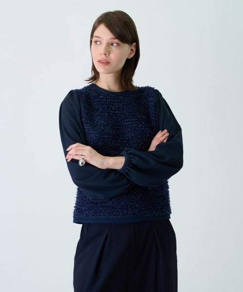 Leilian PLUS HOUSE / レリアンプラスハウス ニット・セーター | 異素材コンビプルオーバー【BOURGE】 | 詳細7