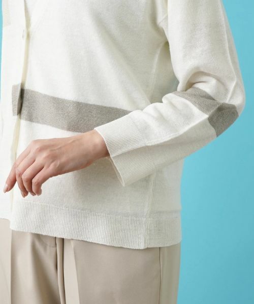 Leilian PLUS HOUSE / レリアンプラスハウス カーディガン・ボレロ | 配色ラインカーディガン【HAND】 | 詳細12