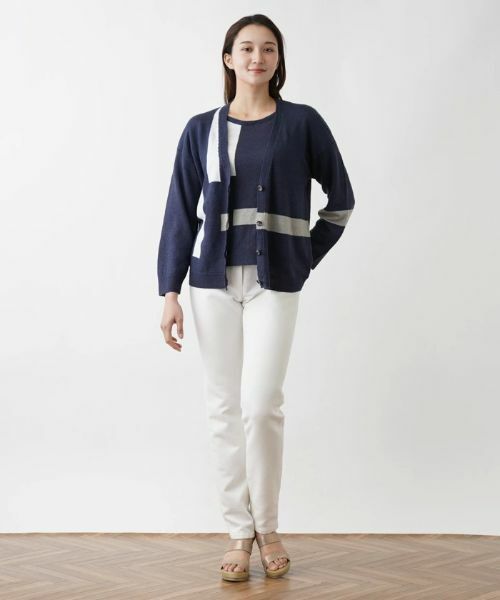 Leilian PLUS HOUSE / レリアンプラスハウス カーディガン・ボレロ | 配色ラインカーディガン【HAND】 | 詳細17
