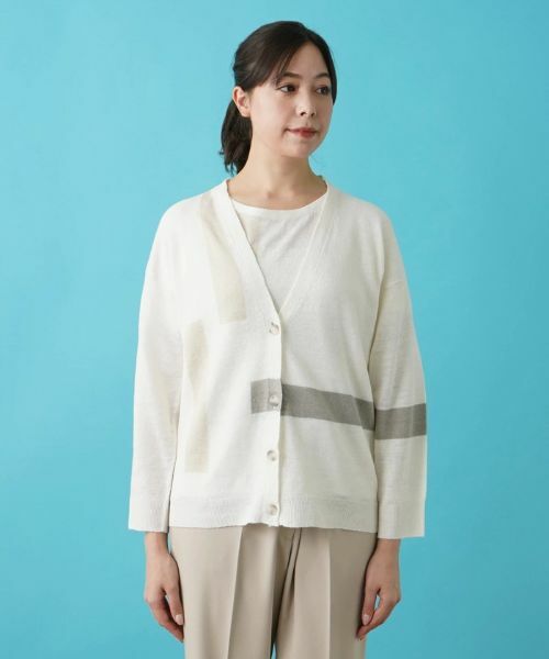 Leilian PLUS HOUSE / レリアンプラスハウス カーディガン・ボレロ | 配色ラインカーディガン【HAND】 | 詳細6