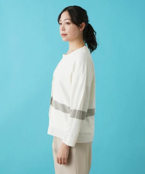 Leilian PLUS HOUSE / レリアンプラスハウス カーディガン・ボレロ | 配色ラインカーディガン【HAND】 | 詳細7