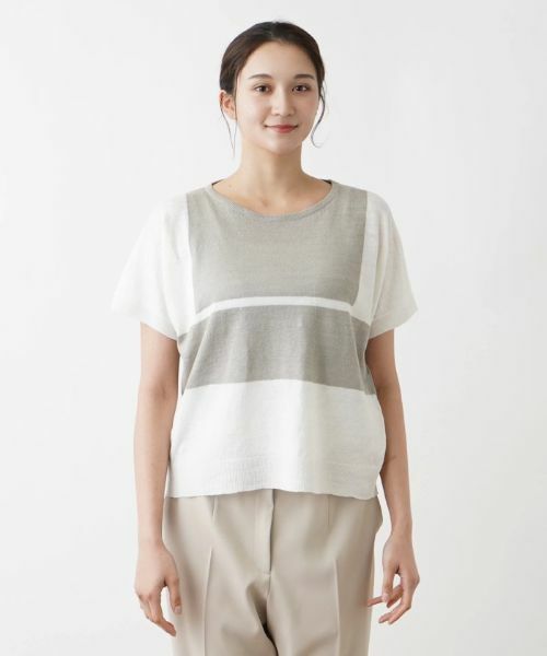 Leilian PLUS HOUSE / レリアンプラスハウス ニット・セーター | 配色ラインセーター【HAND】 | 詳細12