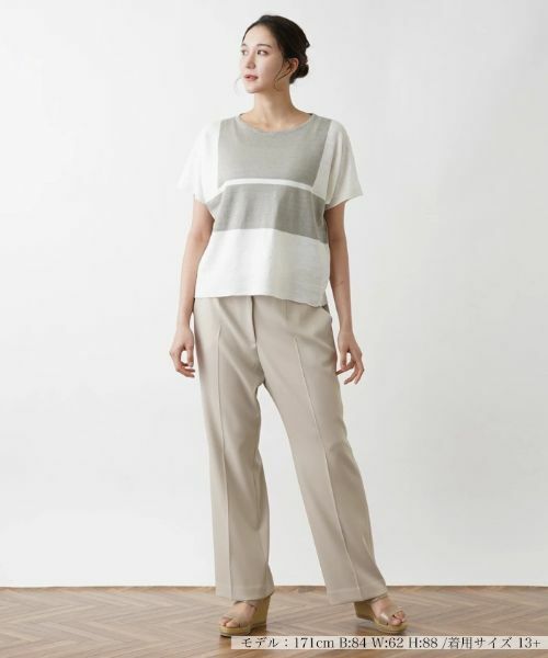 Leilian PLUS HOUSE / レリアンプラスハウス ニット・セーター | 配色ラインセーター【HAND】 | 詳細9