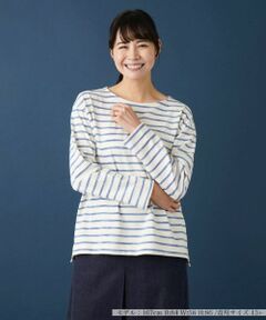 Leilian PLUS HOUSE / レリアンプラスハウス カットソー | ボーダーロングスリーブカットソー