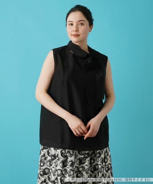 Leilian PLUS HOUSE/レリアンプラスハウス ノースリーブブラウス【BOURGE】 ブラック 13+