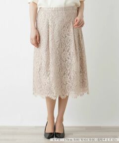 Leilian PLUS HOUSE / レリアンプラスハウス ミニ・ひざ丈スカート | フラワーレースミディ丈スカート【BOURGE】