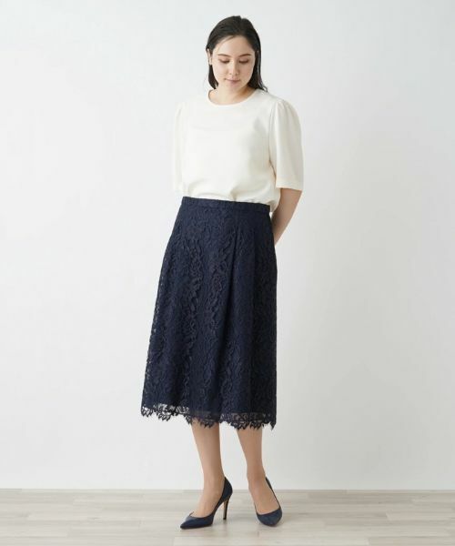 Leilian PLUS HOUSE / レリアンプラスハウス ミニ・ひざ丈スカート | フラワーレースミディ丈スカート【BOURGE】 | 詳細1
