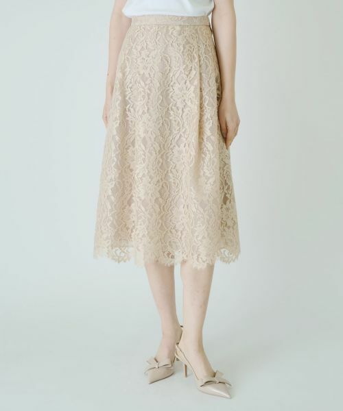Leilian PLUS HOUSE / レリアンプラスハウス ミニ・ひざ丈スカート | フラワーレースミディ丈スカート【BOURGE】 | 詳細12